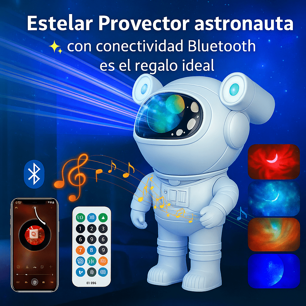Estelar™ – El astronauta que proyecta calma, luz y tu música favorita